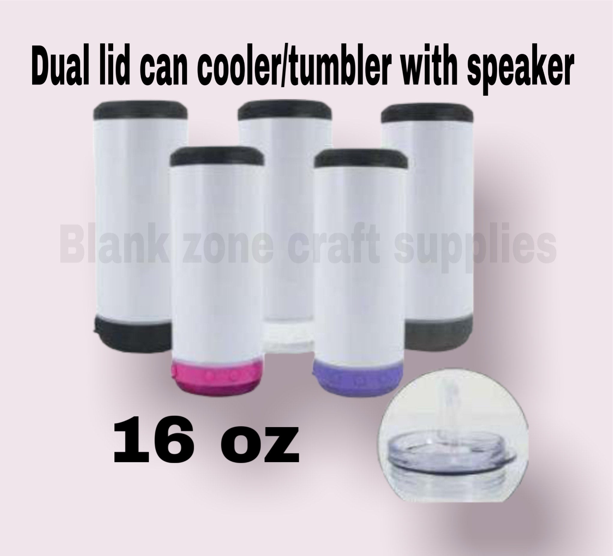 4 in 1 Sublimation Speaker Cooler 16oz Tumbler – Peachy Coconut Tumblers